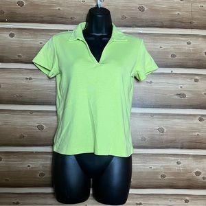 5/$20 Cato women short‎ sleeve green blouse size M 100% cotton